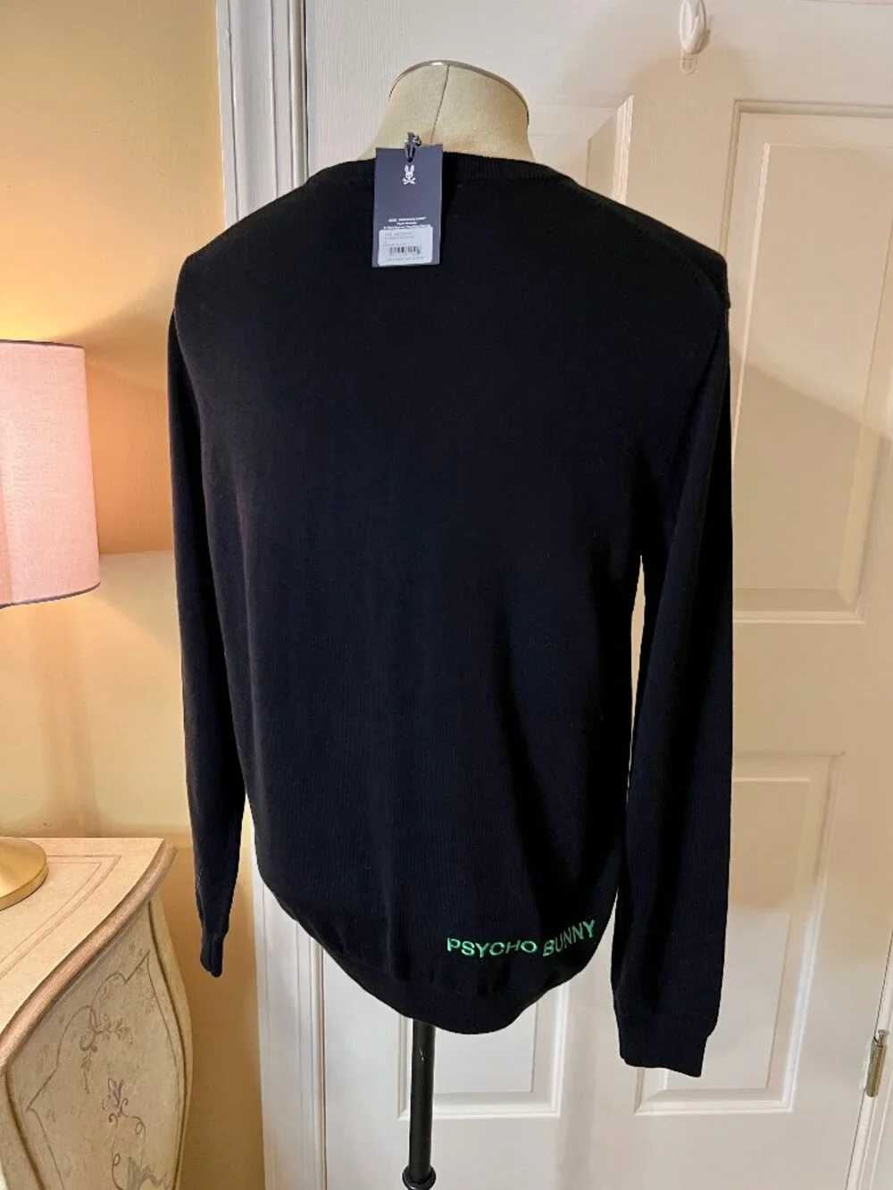 $165 NWT Men's Psycho Bunny Palmdale Crew Neck Sweater Black & Green Size MEDIUM
